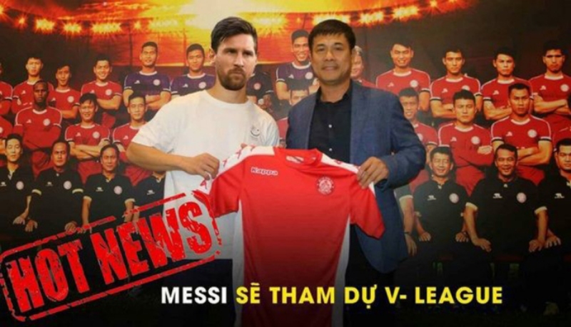 Nghe tin Messi rời Barca, cổ động viên Việt Nam liền có loạt ảnh chào đón Messi ở V-League