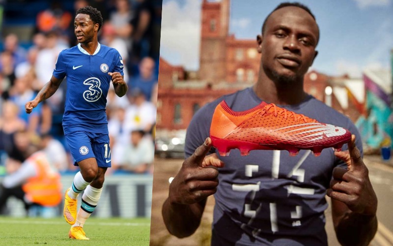 Sadio Mané và Raheem Sterling dùng hai đôi New Balance Furon v6+ màu cam, đỏ