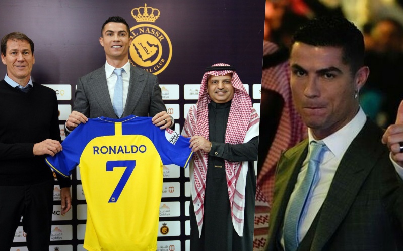 Cristiano Ronaldo được hộ tống đến sân Mrsool Park tham gia buổi họp báo trước khi chính thức ra mắt CĐV Al-Nassr