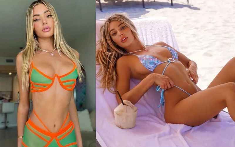 Celeste Bright show hàng với bikini siêu mỏng