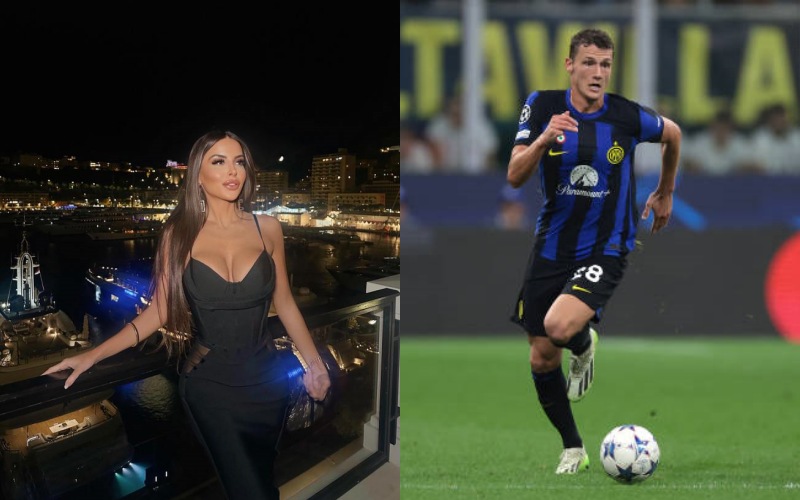 Marialuisa Jacobelli được Benjamin Pavard tặng áo sau trận Inter thắng Benfica